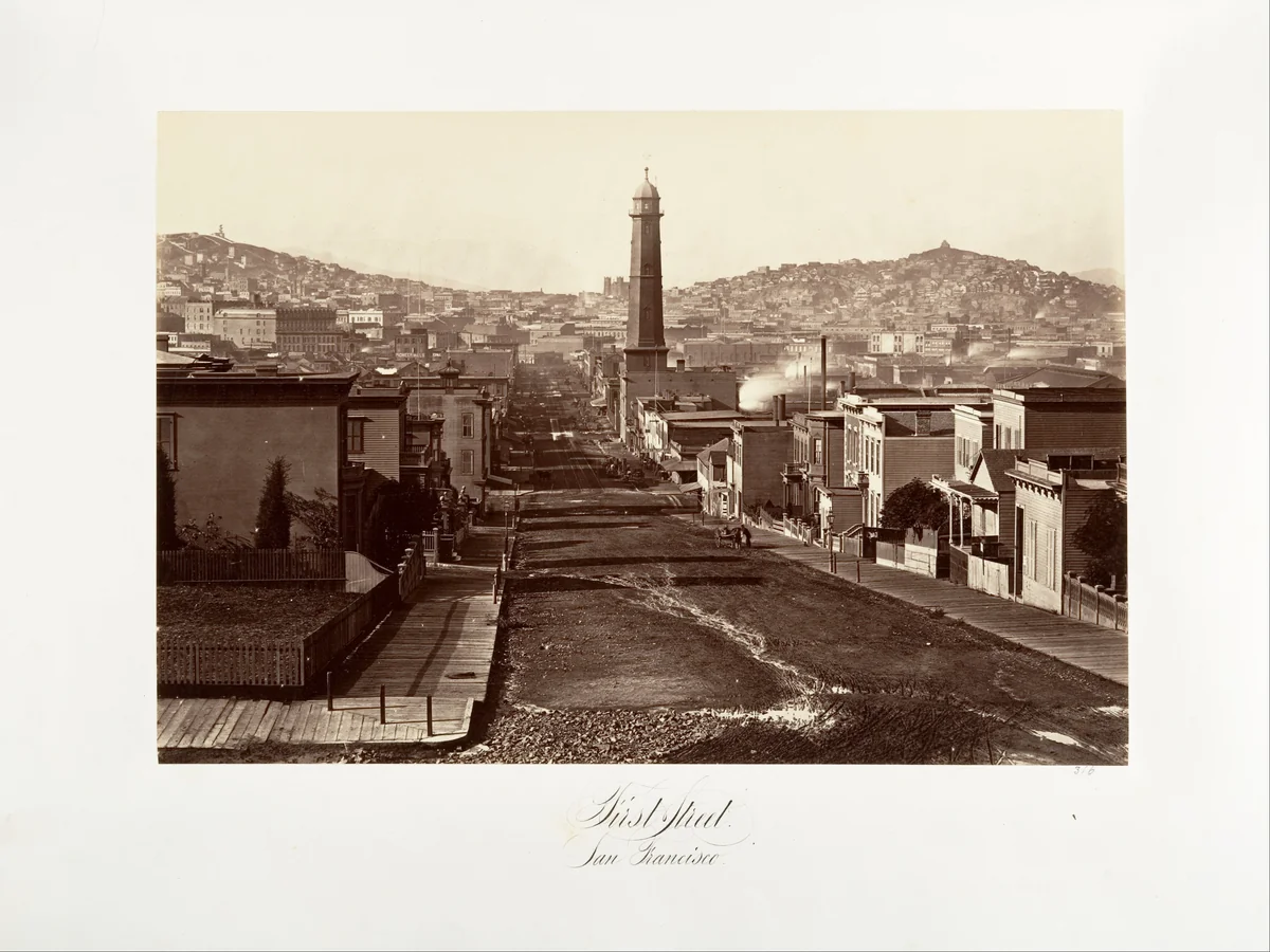 First Street, San Francisco by Carleton E. Watkins, photograph, 1864