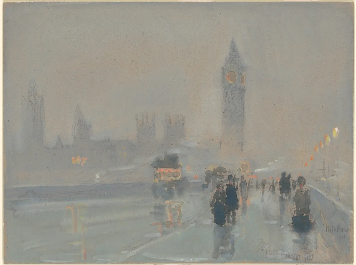 Big Ben by Childe Hassam, drawing, 1897-1907