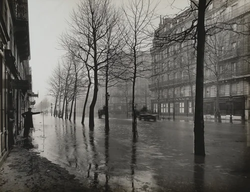 Flood of the Seine, Avenue Ledru-Rollin, Paris by Unidentified Photographer, photograph, 1910