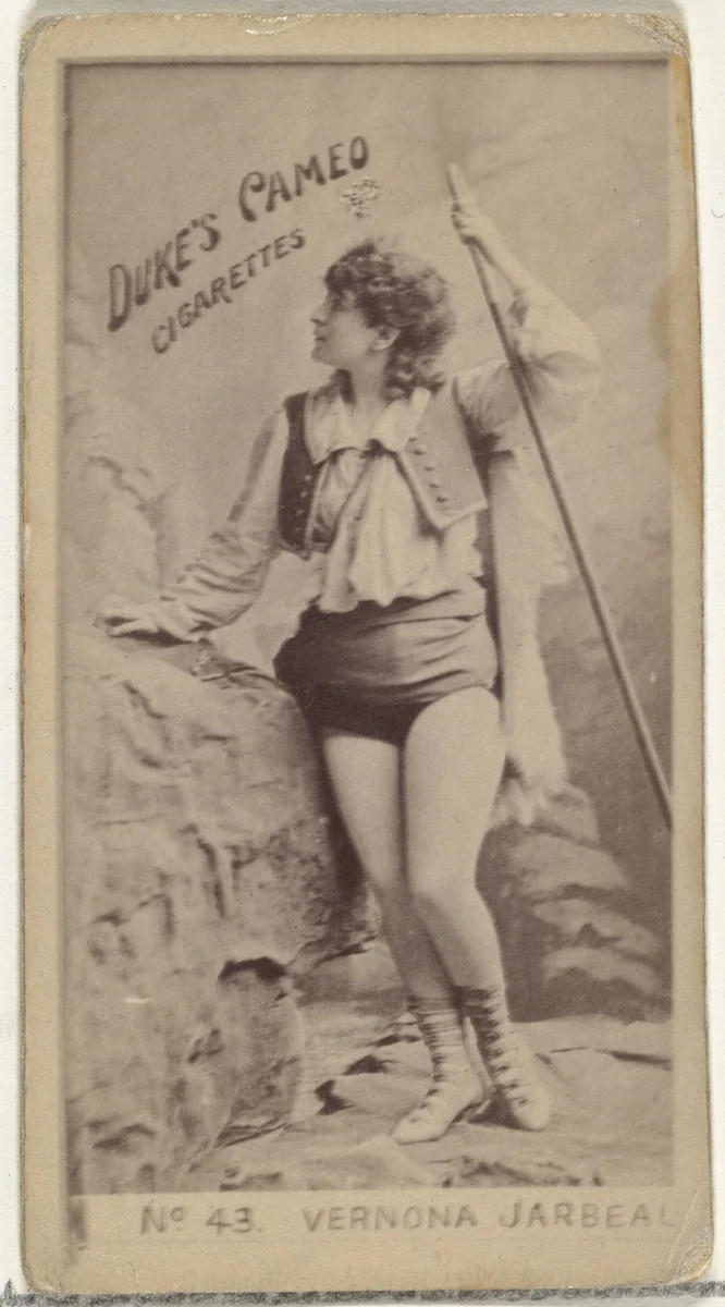 Card Number 43, Vernona Jarbeau, from the Actors and Actresses series (N145-4) issued by Duke Sons & Co. to promote Cameo Cigarettes by W. Duke, Sons & Co., photograph, 1880-1889