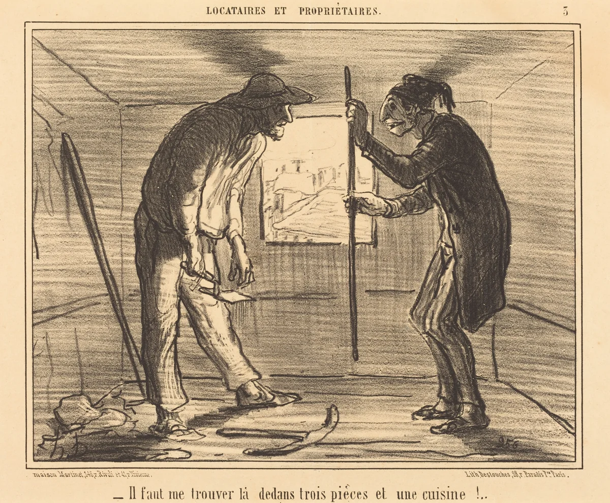 Il faut me trouver... trois pièces... by Honoré Daumier, print, 1856