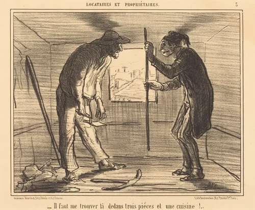 Il faut me trouver... trois pièces... by Honoré Daumier, print, 1856