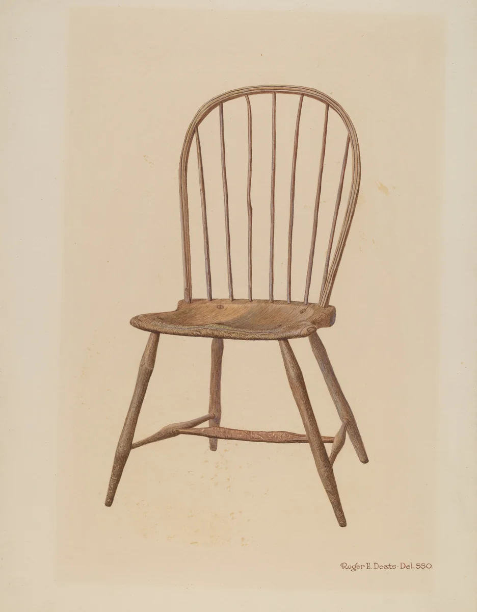 Windsor Comb-Back Chair by Roger Deats, index of american design, 1940