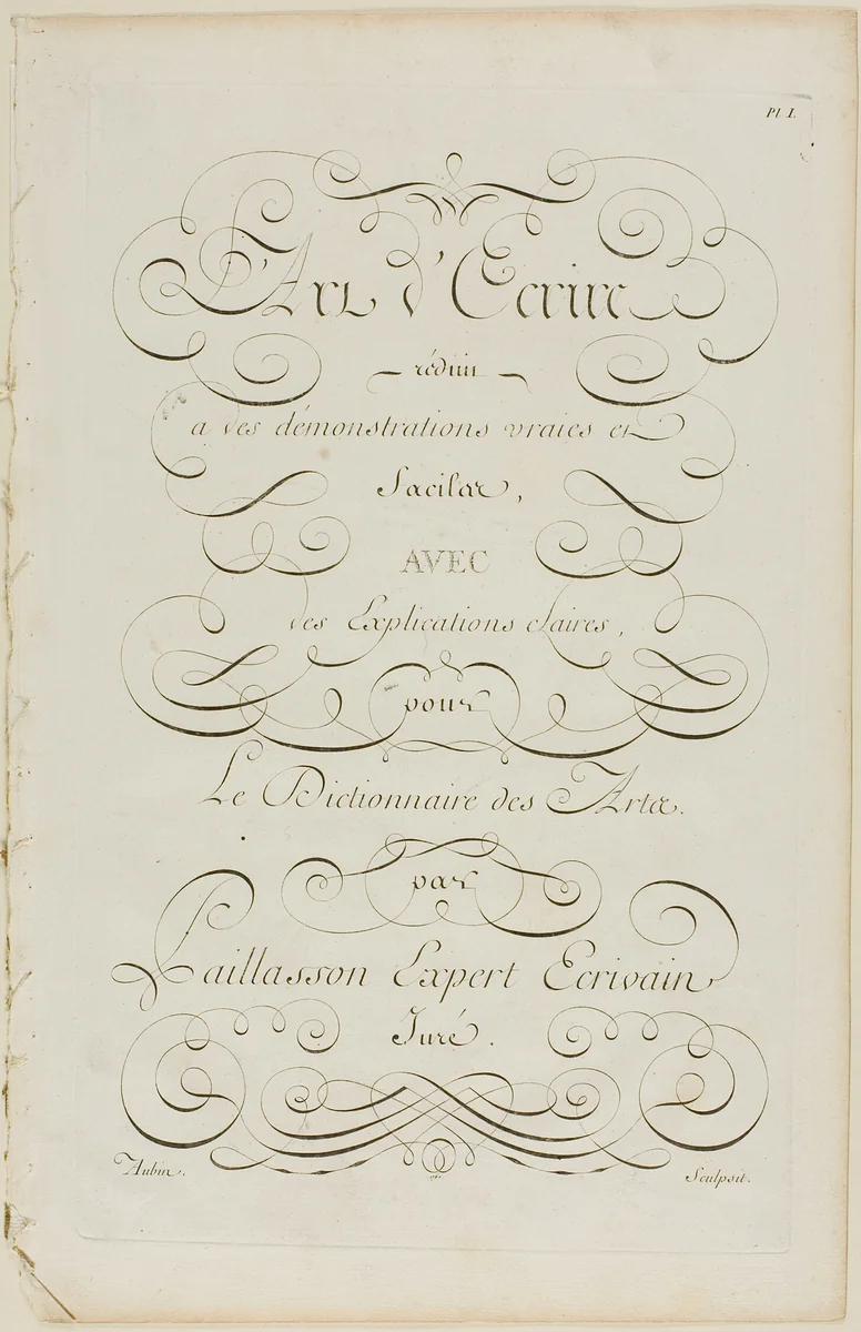 Art of Writing, from Encyclopédie by Aubin Charles Paillasson André le Breton Michel-Antoine David Laurent Durand Antoine-Claude Briasson, print, 1760