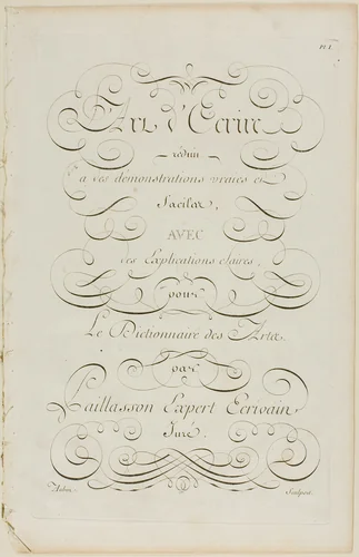 Art of Writing, from Encyclopédie by Aubin Charles Paillasson André le Breton Michel-Antoine David Laurent Durand Antoine-Claude Briasson, print, 1760