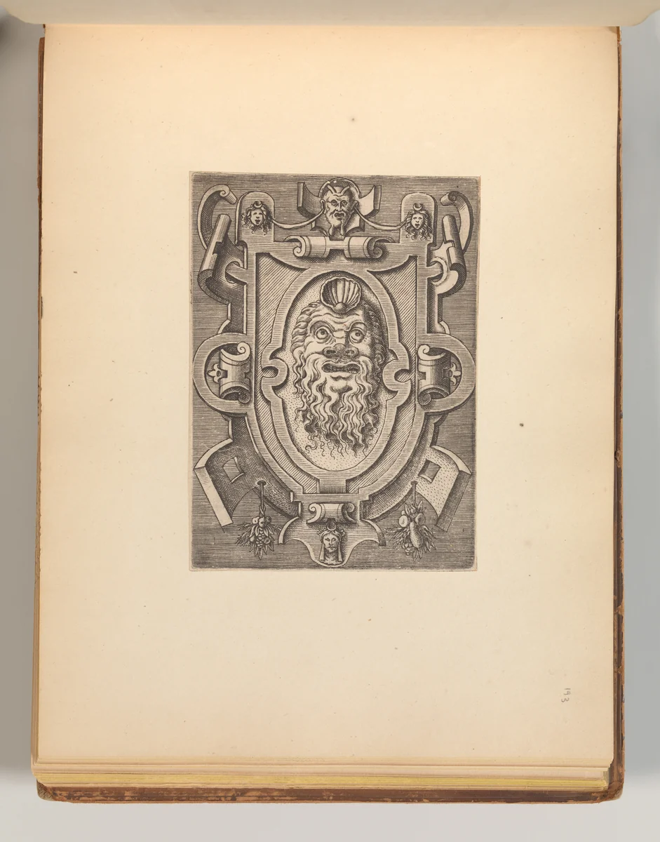 Series of Cartouches, in: Targhe ed altri ornati di varie e capricciose invenzioni (Cartouches and other ornaments of various and capricious invention, page 35) by Cornelis Bos, book, 1540-1560