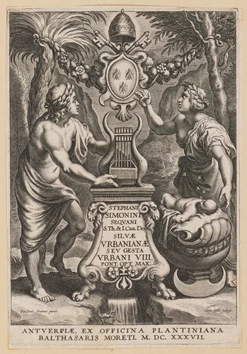 Title Page for Stephanus Simonini, Silvae Urbaninae by Cornelis Galle
Peter Paul Rubens, print, 1637