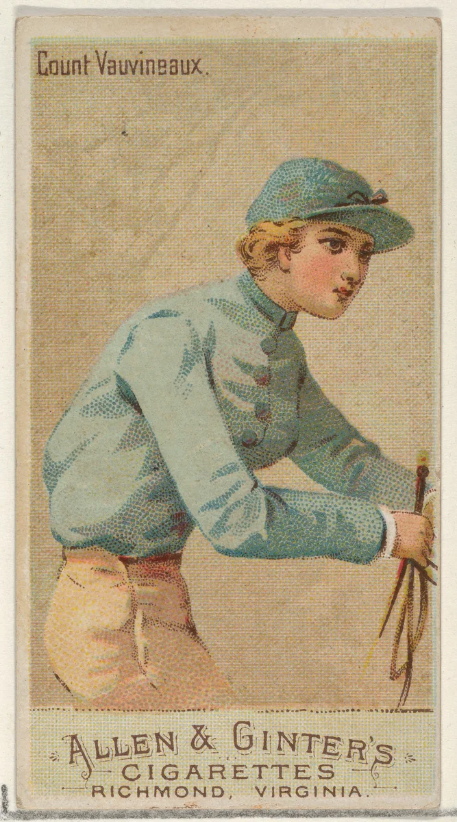 Count Vauvineaux, from the Racing Colors of the World series (N22a) for Allen & Ginter Cigarettes by Allen & Ginter, print, 1888