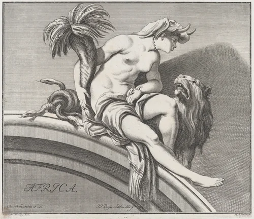 Allegory of Africa, from "The Four Continents" by Johann Justin Preissler, print, 1732
