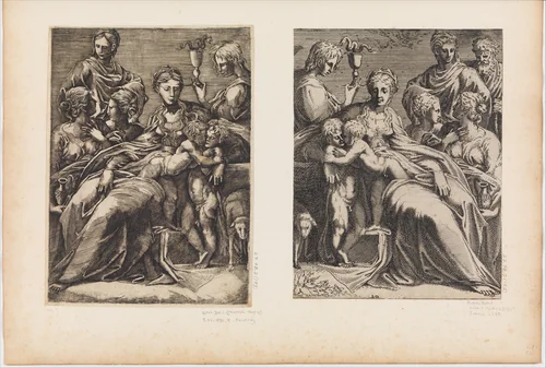 Virgin and Child with Saints by Léon Davent, print, 1535-1550