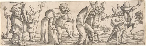 Procession of Monstrous Figures by Wendel Dietterlin, print, 1615
