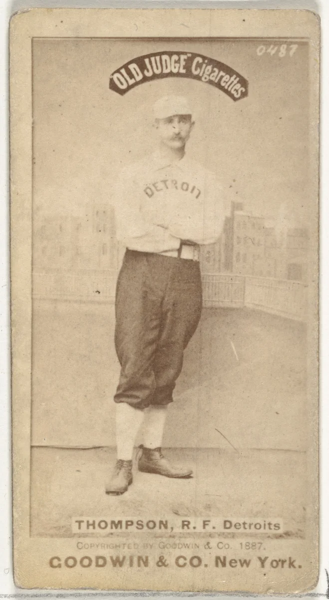 Samuel Luther "Sam" Thompson, Right Field, Detroit Wolverines, from the Old Judge series (N172) for Old Judge Cigarettes by Goodwin & Company, photograph, 1887