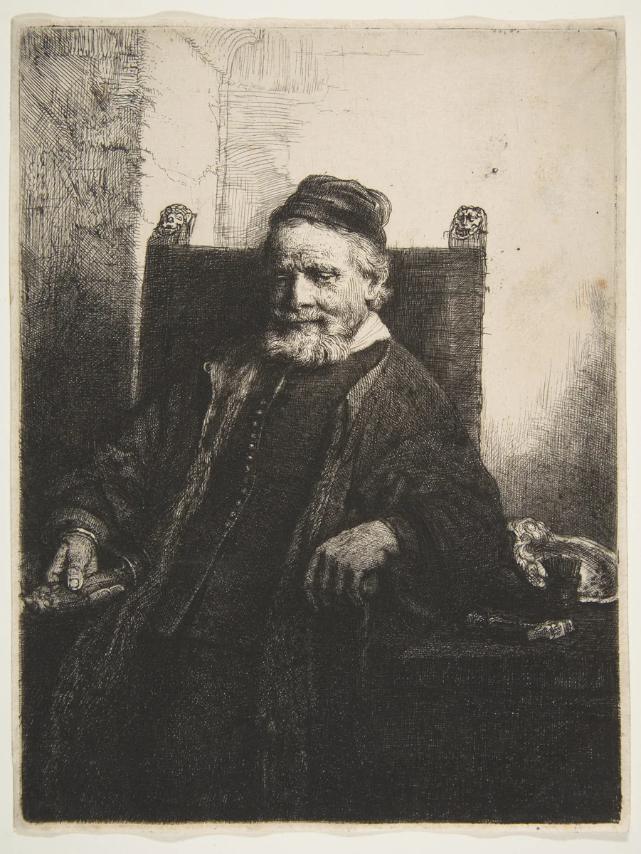 Jan Lutma, Goldsmith by Rembrandt van Rijn, print, 1656