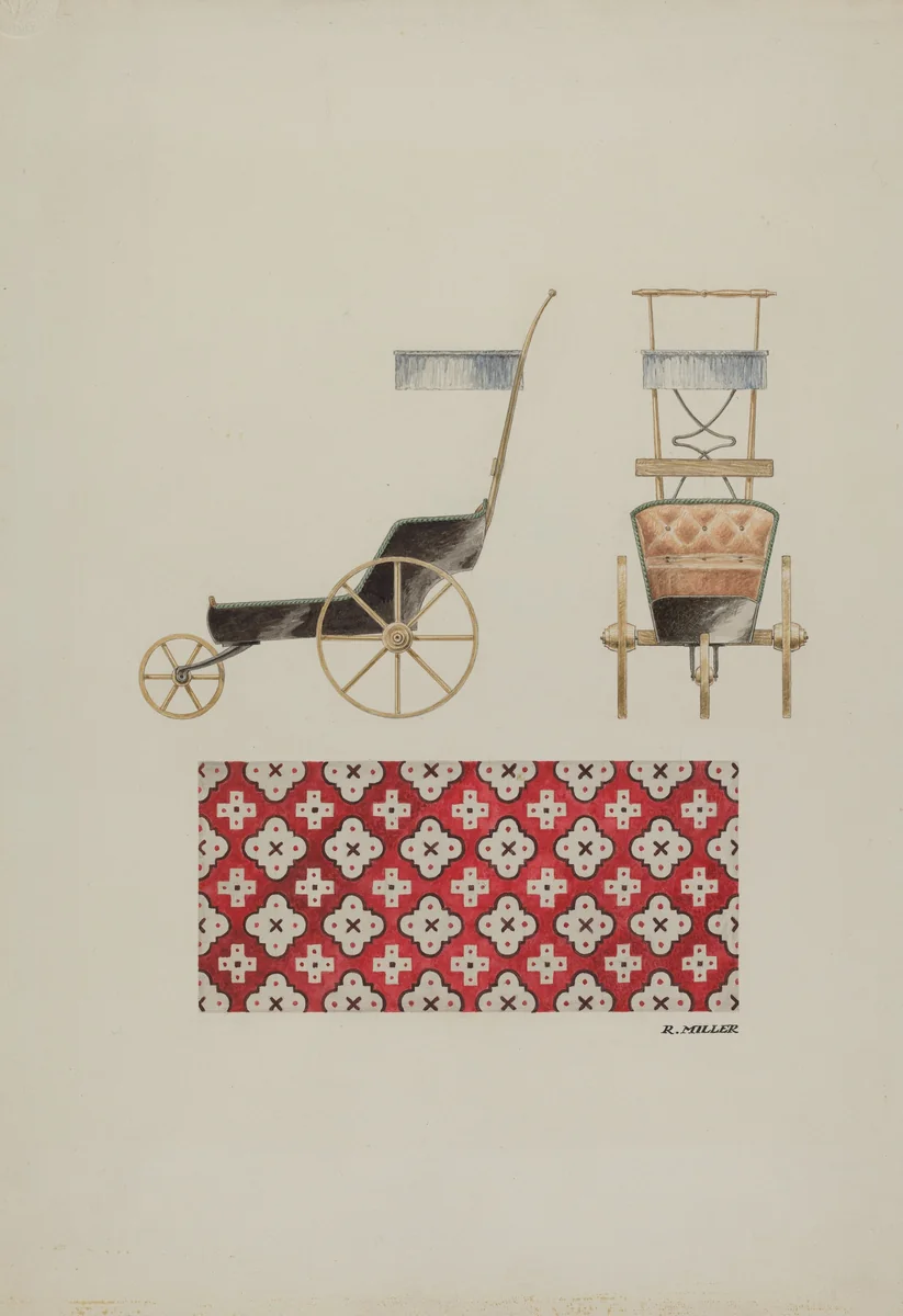 Doll Buggy and Rug by Randolph F. Miller, index of american design, 1940