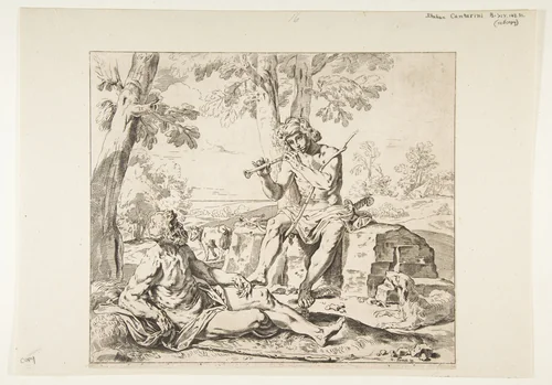Mercury and Argus, copy in reverse after Cantarini by Simone Cantarini, print, 1625-1635