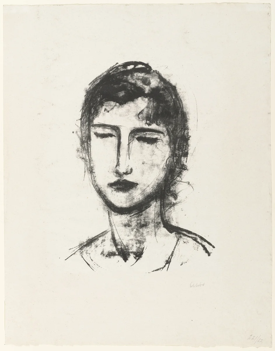 Head and Shoulders of a Girl (Kopf und Schulter eines Mädchens) by Jussuf Abbo, print