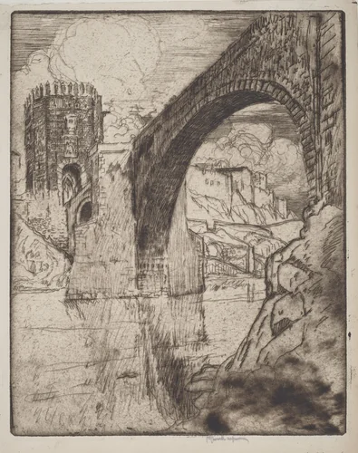 Arch of Bridge of Alcantara by Joseph Pennell, print, 1904