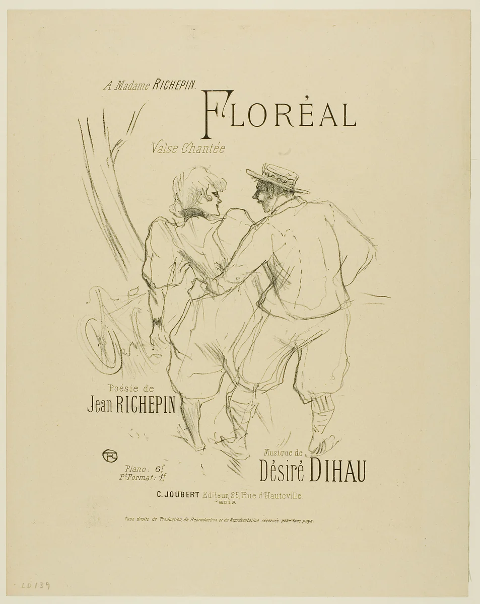 Floréal, from Mélodies de Désiré Dihau by Henri de Toulouse-Lautrec, print, 1895