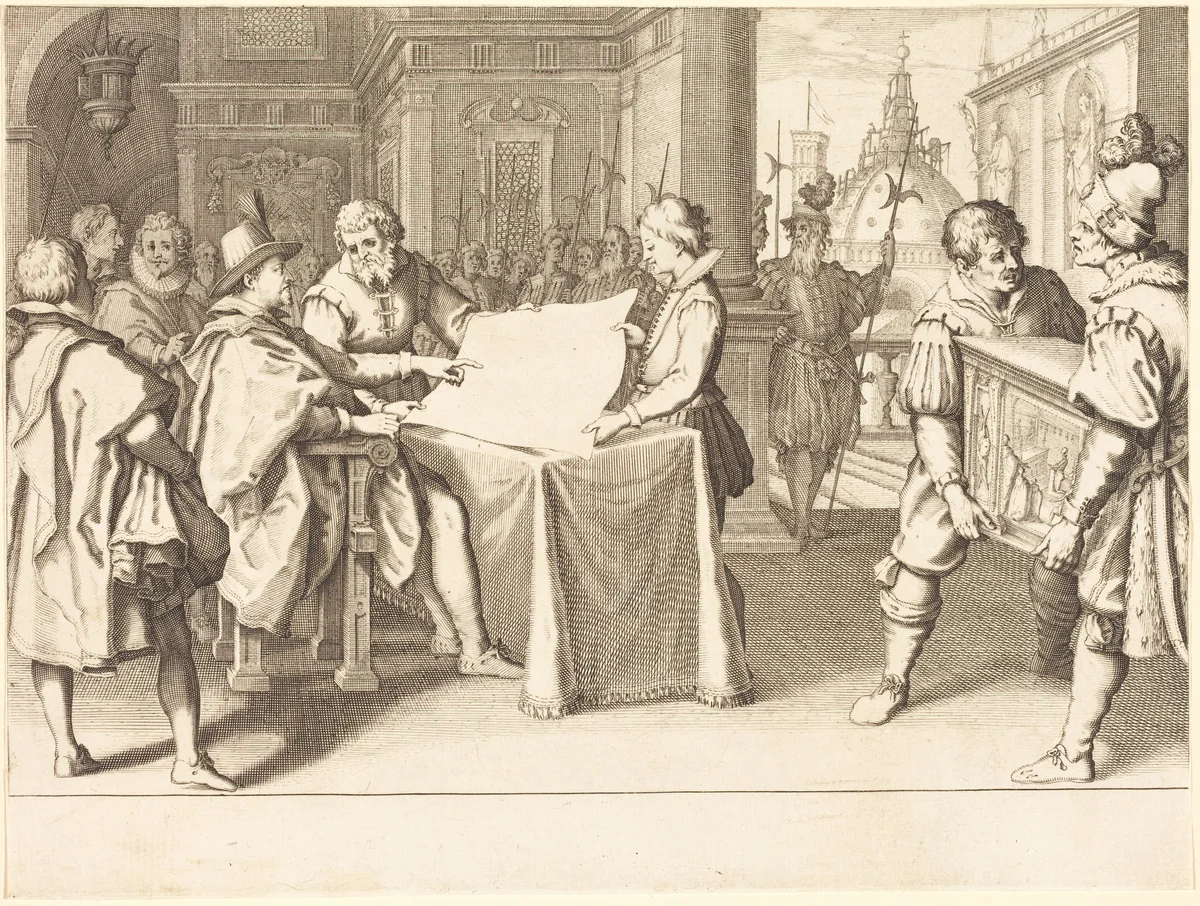 Restoration of the Duomo, Florence by Jacques Callot, print, 1614