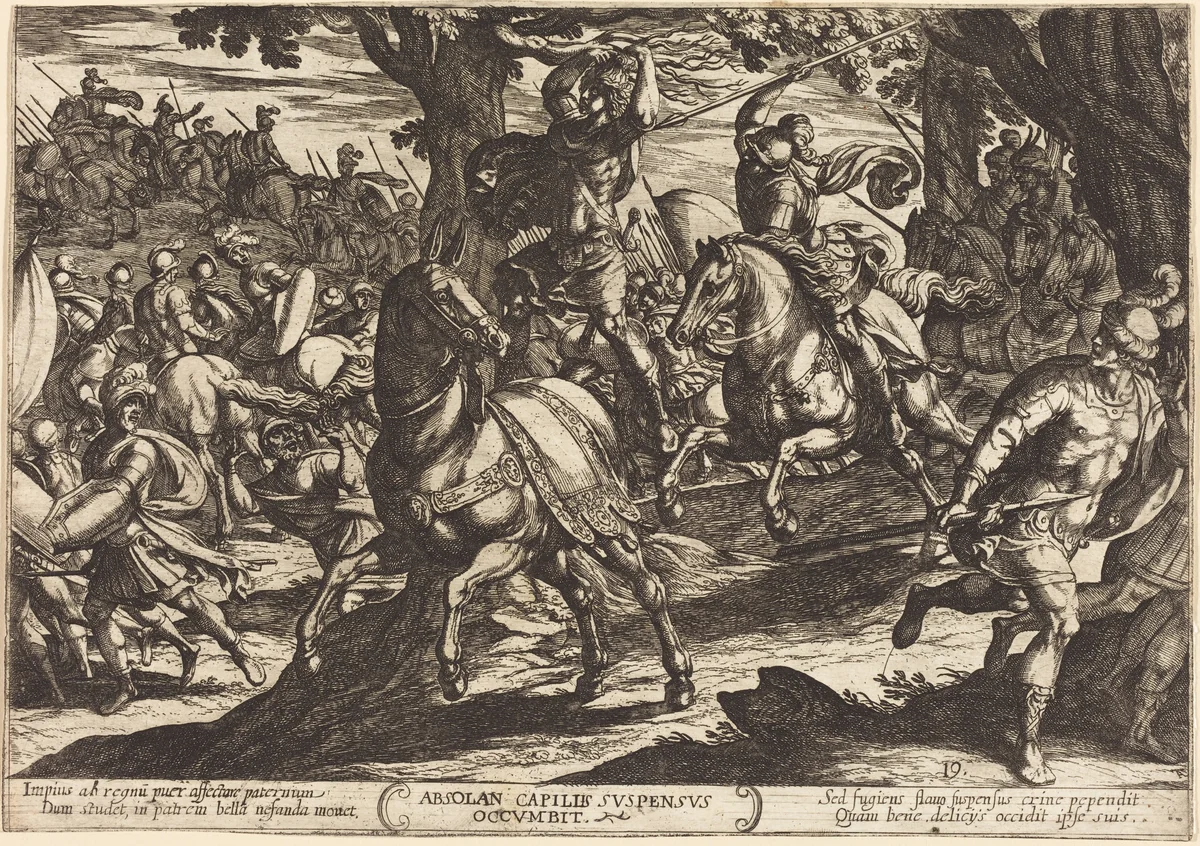 Jacob Kills Absalom, Son of King David by Antonio Tempesta, print, 1613