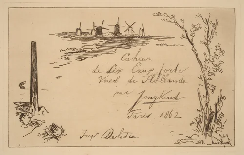 Title Page (Titre du cahier de six eaux-fortes) by Johan Barthold Jongkind, print, 1862