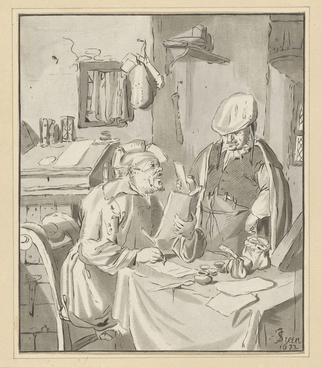 Schrijver van een brief by Cornelis Ploos van Amstel, print, 1777-1786