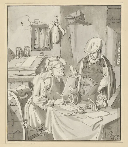 Schrijver van een brief by Cornelis Ploos van Amstel, print, 1777-1786
