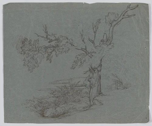 Landscape with a tree in the foreground by Raphael Lamar West, drawing, 1795-1805