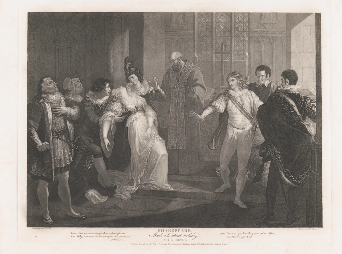 Hero Fainting in Church (Shakespeare, Much Ado About Nothing, Act 4, Scene 1) by Peter Simon, print, 1789-1852