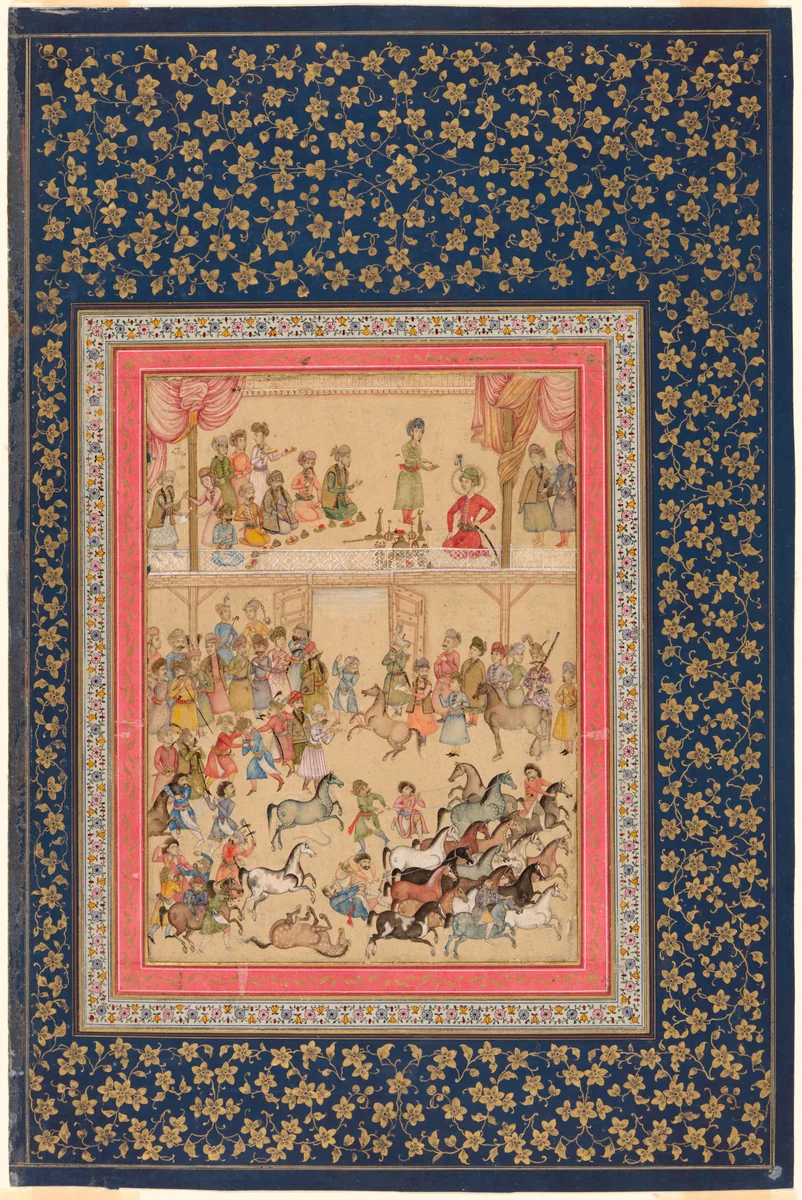 Royal Horse Inspection by Aliquli Jabbadar, painting, 1650-1675