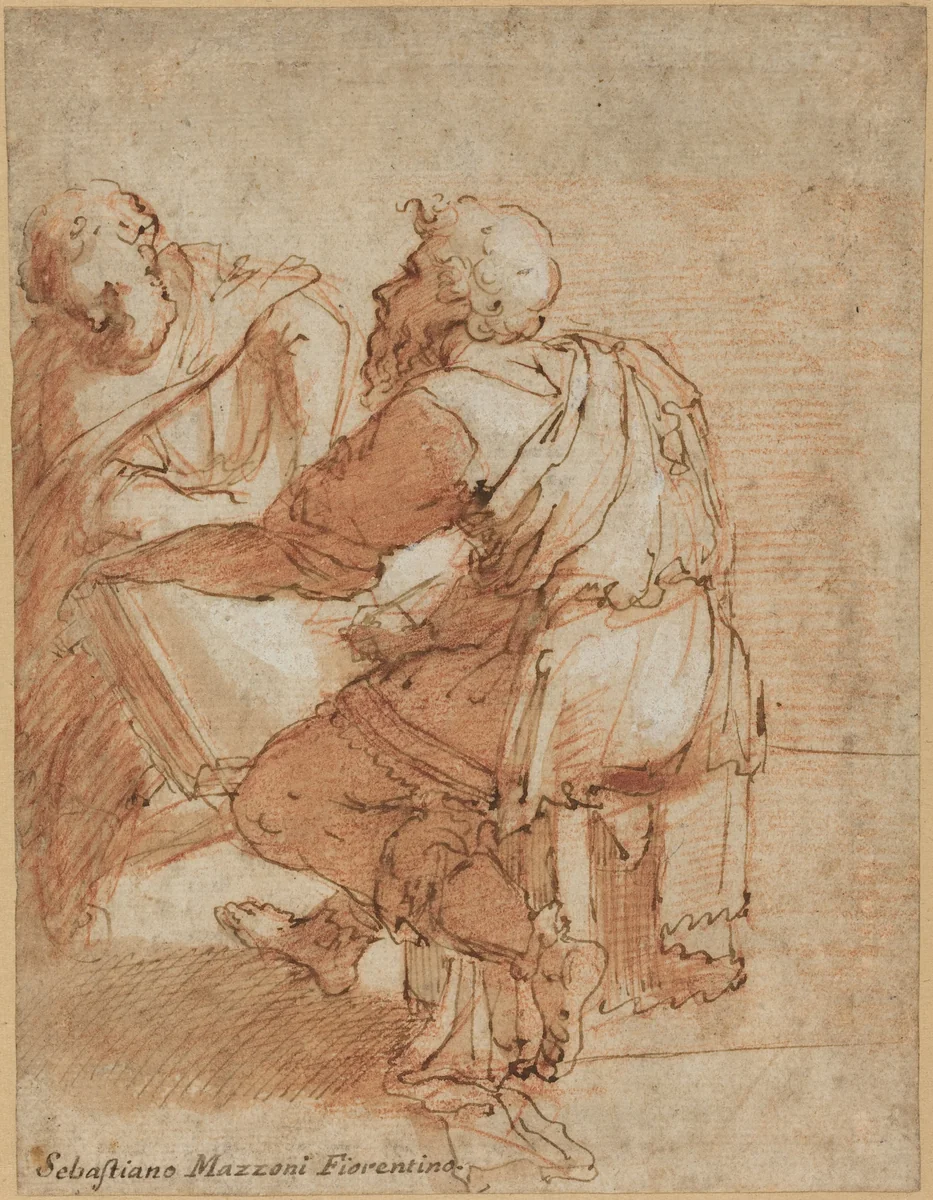 Study for "The Four Doctors of the Church" by Domenico Beccafumi, drawing, 1485-1551