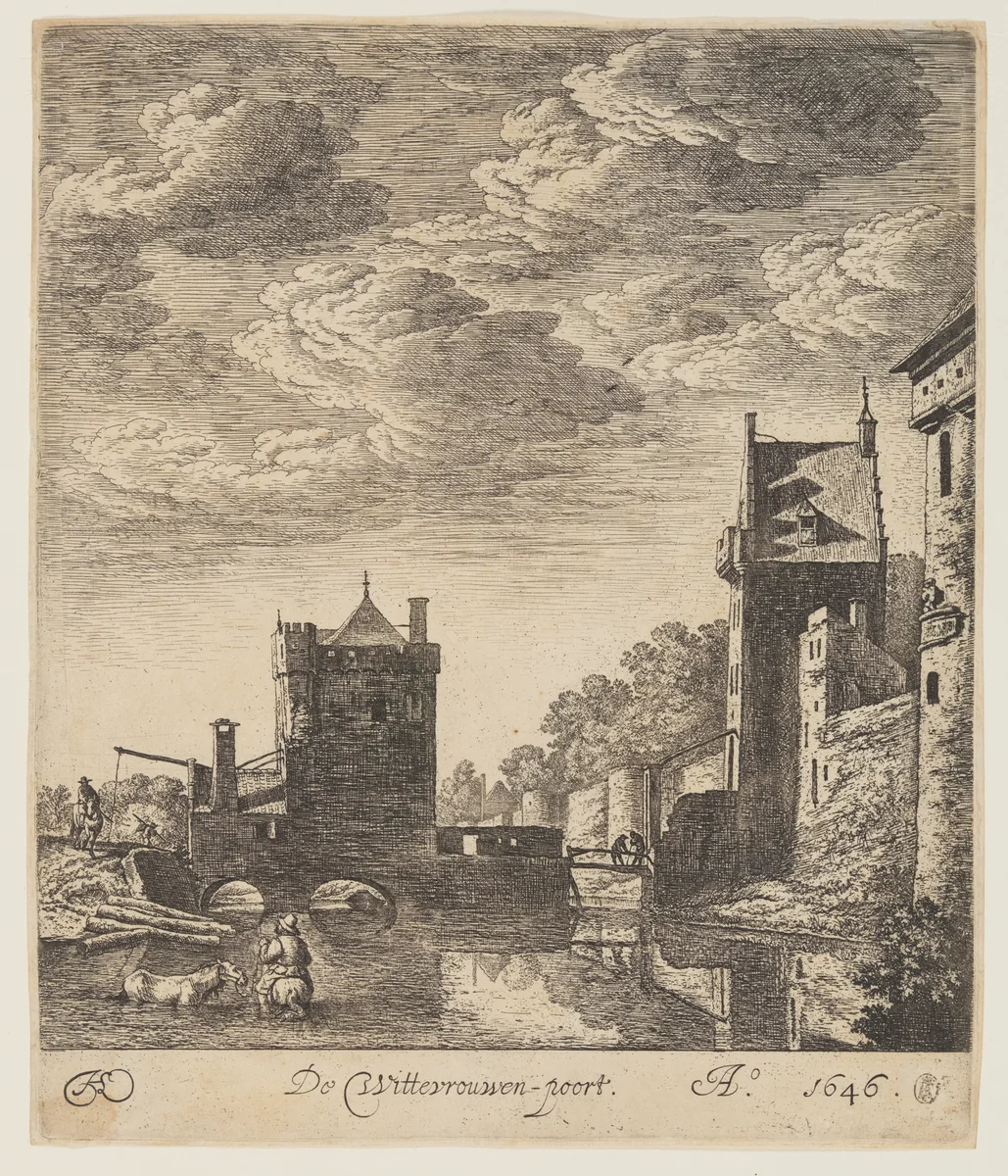 De Wittevrouwen-Poort in Utrecht by Herman Saftleven, print, 1646