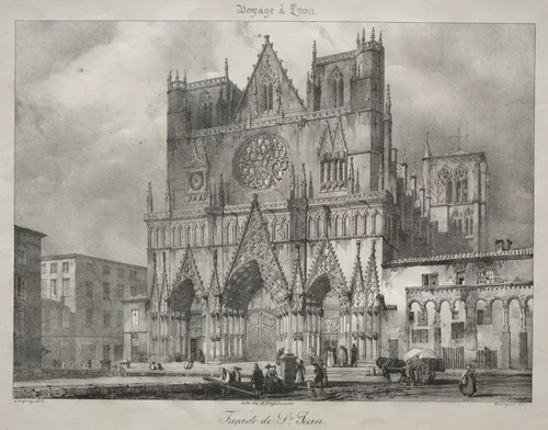 Church of Saint John, Lyons by Nicolas Marie Joseph Chapuy, print, 1820-1830