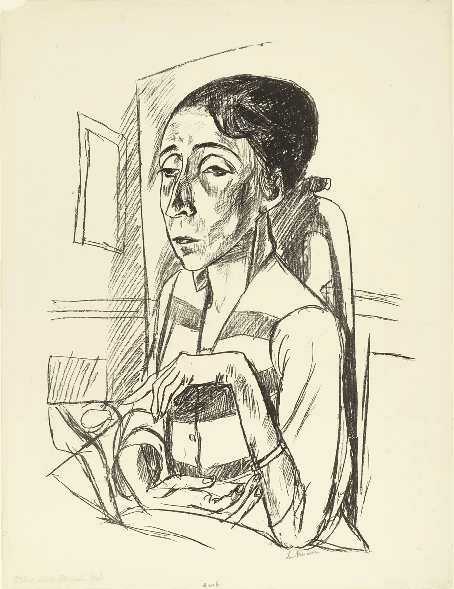 Portrait of the Dancer Sent M'Ahesa (Bildnis der Tänzerin Sent M'Ahesa) by Max Beckmann, print, 1921