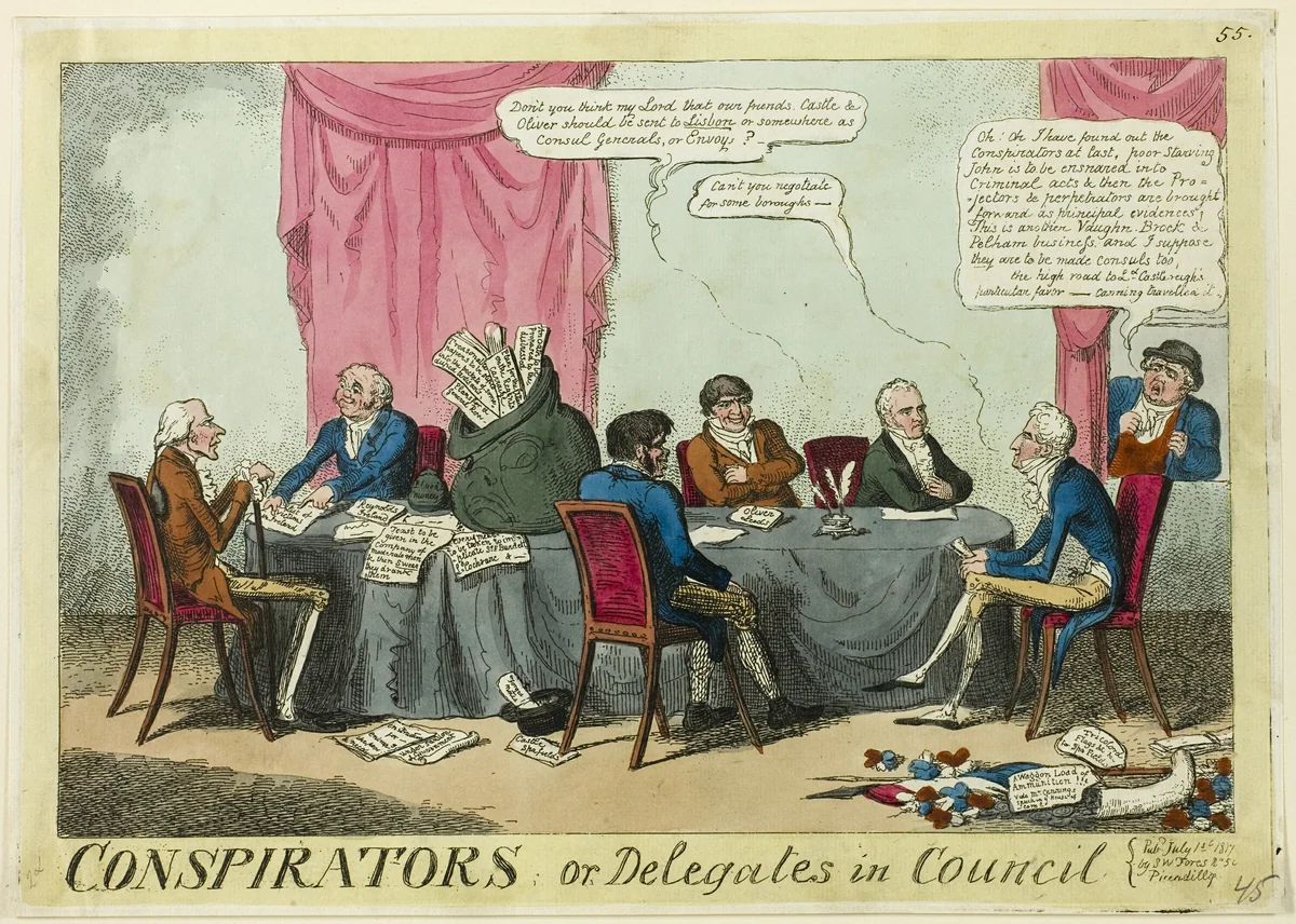 Conspirators, or Delegates in Council by George Cruikshank, print, 1817