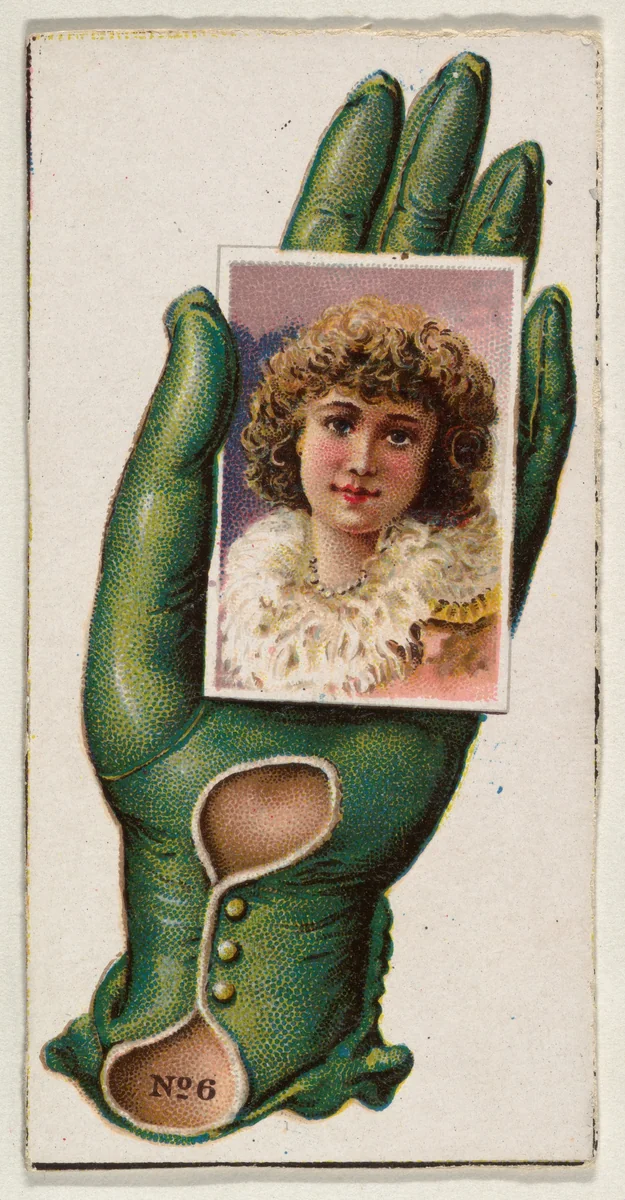 Card Number 6, cut-out from banner advertising the Opera Gloves series (G29) for Allen & Ginter Cigarettes by Allen & Ginter, print, 1885-1895