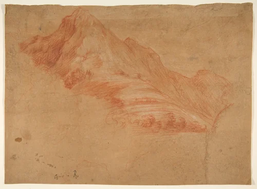 Landscape with Mountains by Antonio d'Enrico Tanzio, drawing, 1575-1633