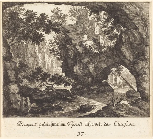 Tyrolean Landscape by Melchior Küsel; Johann Wilhelm Baur, print, 1681