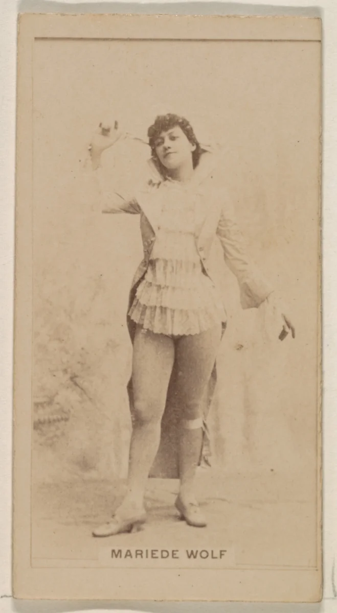 Mariede Wolf, from the Actresses series (N245) issued by Kinney Brothers to promote Sweet Caporal Cigarettes by Kinney Brothers Tobacco Company, photograph, 1890