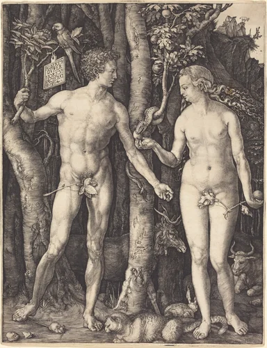 Adam and Eve by Albrecht Dürer, print, 1504