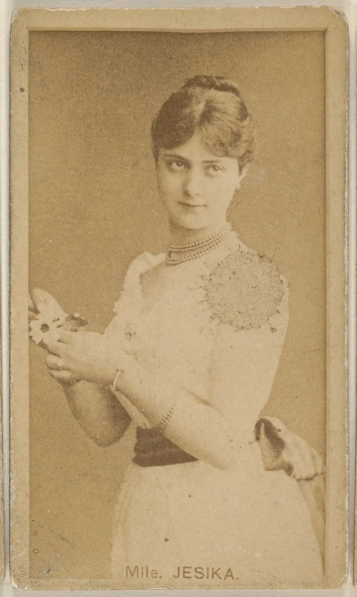 Mlle. Jesika, from the Actors and Actresses series (N45, Type 8) for Virginia Brights Cigarettes by Allen & Ginter, photograph, 1885-1891