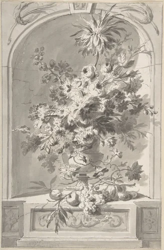 Vase of Flowers by Willem van Leen, drawing, 1790-1799