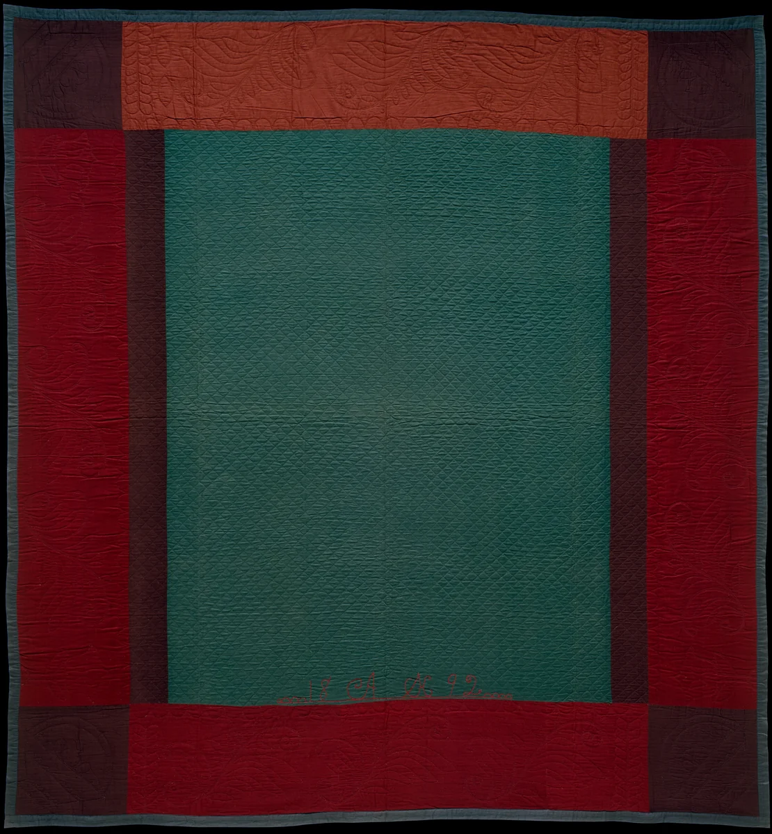 Quilt, Center Square and Bars pattern by Amish maker, artwork, 1892