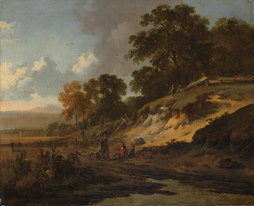 Landscape with Hunters by Jan Wijnants, painting, 1660-1680