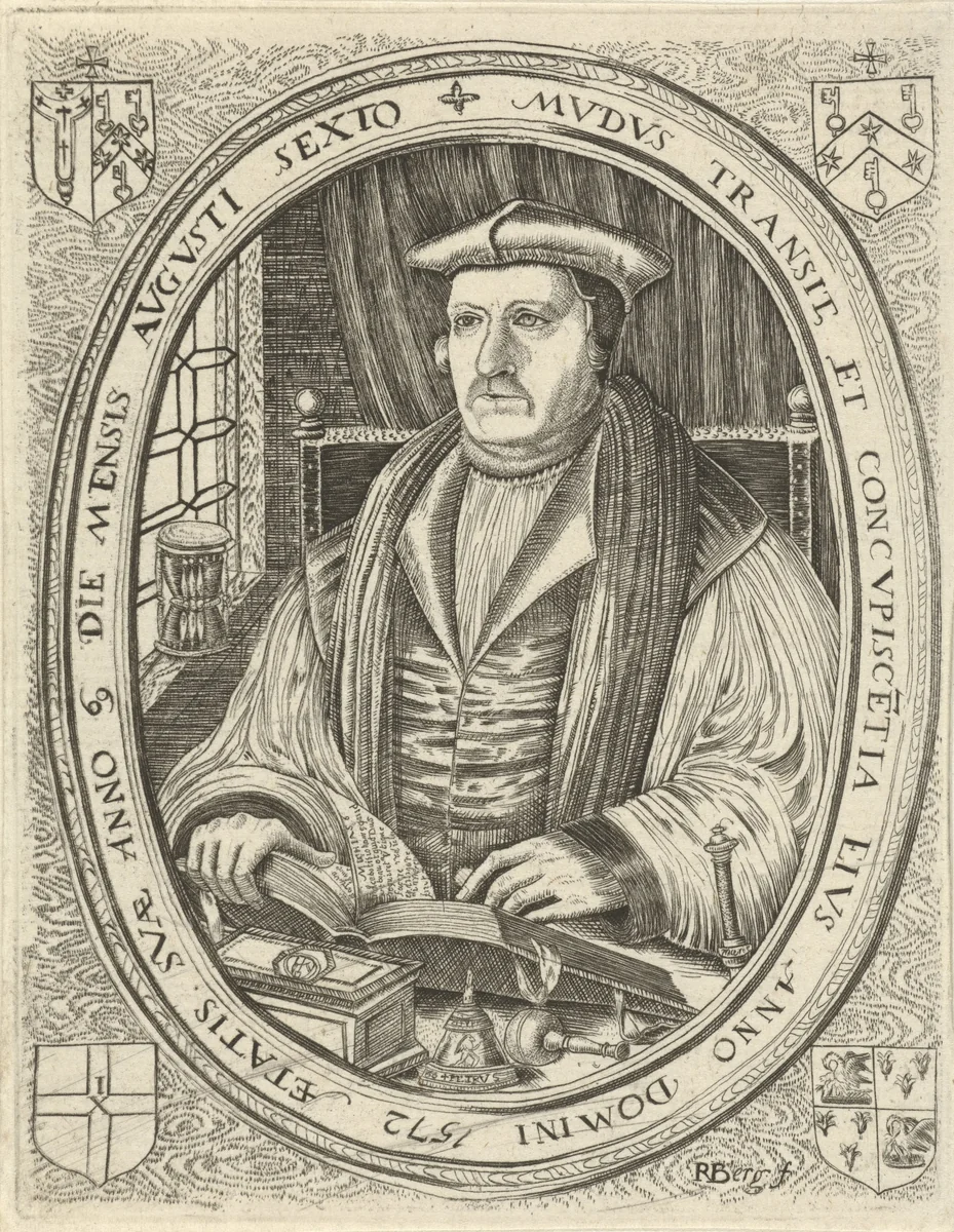 Portret van Mathew Parker by Unknown, print, 1572
