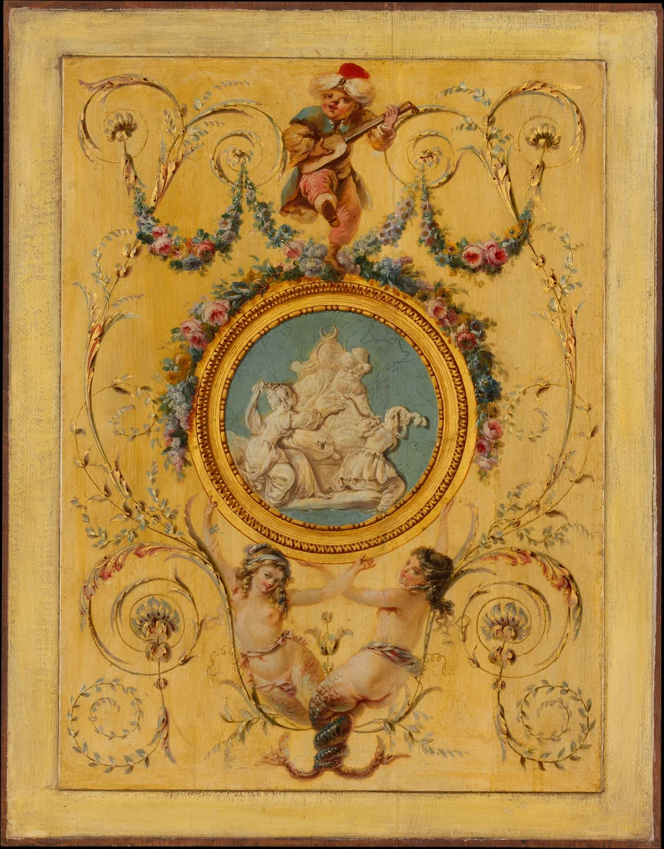 Door panel from the "Cabinet Turc" of Comte d'Artois at Versailles by Jean Rousseau de la Rottière, painting, 1781