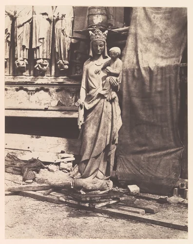 [Sculpture of Virgin and Child, Notre Dame, Paris] by Auguste Mestral, photograph, 1853-1854