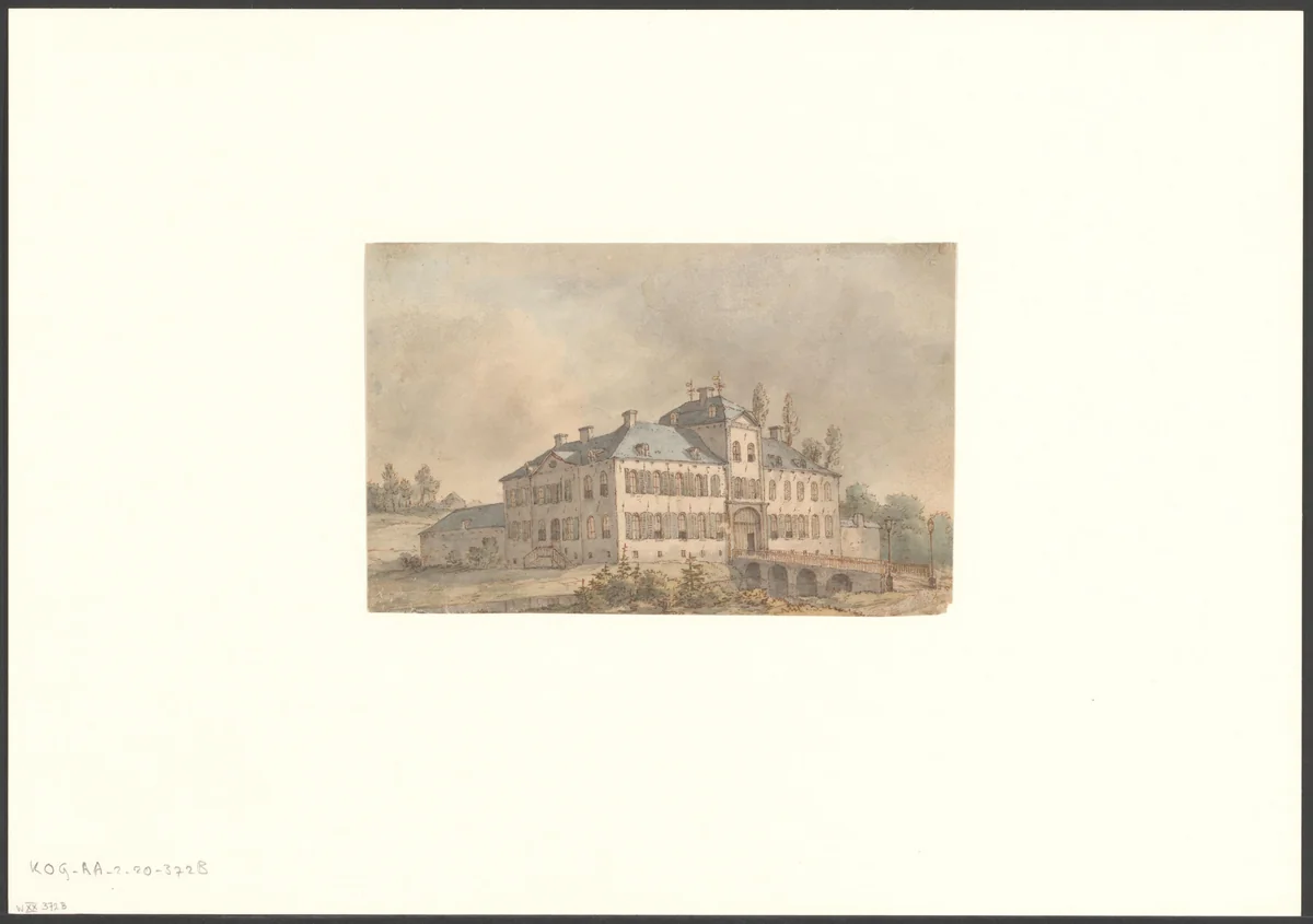 Gezicht op een onbekend vrijstaand gebouw in Amsterdam by anonymous, drawing, 1650-1750