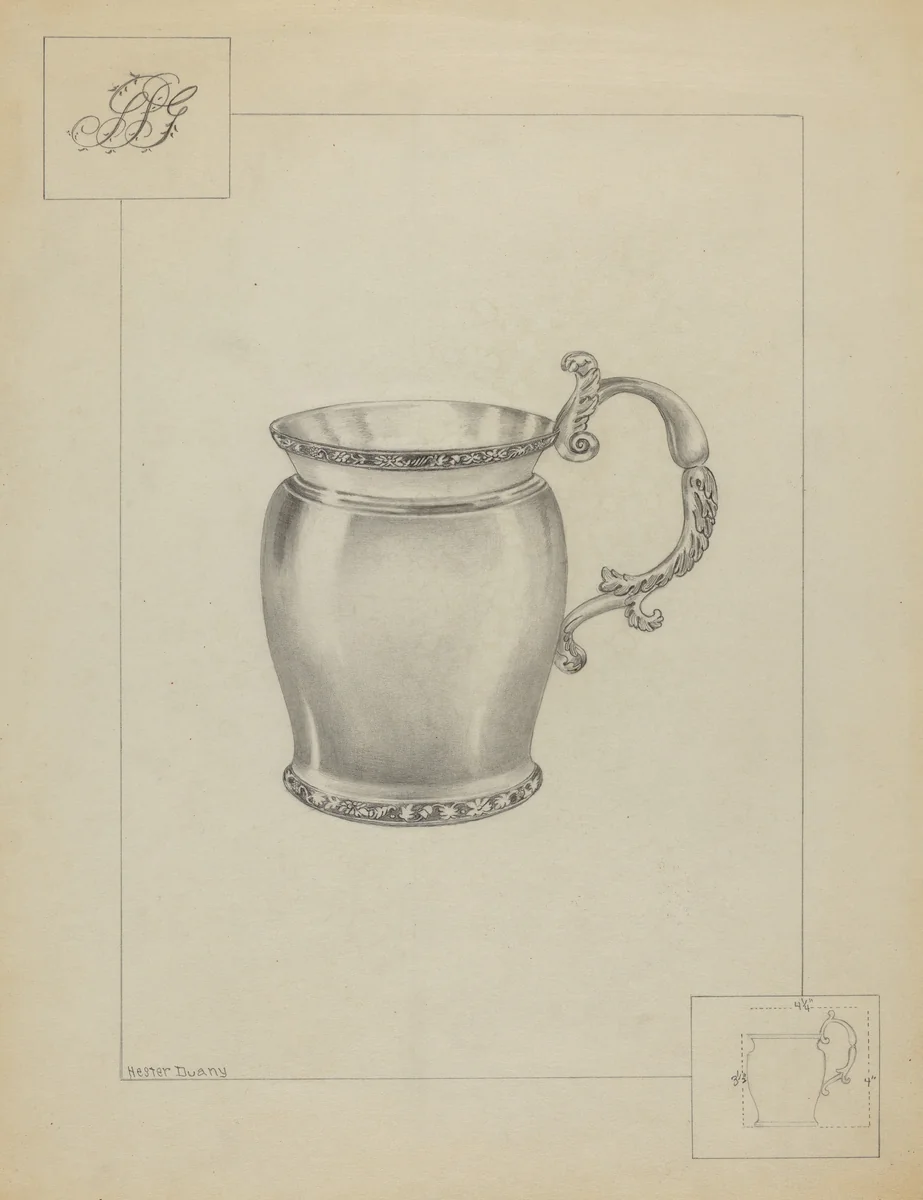 Silver Mug by Hester Duany, index of american design, 1936