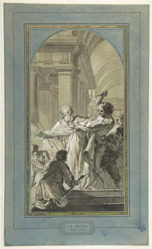 The Martyrdom of St. Thomas Becket, Archbishop of Canterbury by Jean-Baptiste-Marie Pierre, drawing, 1743-1753